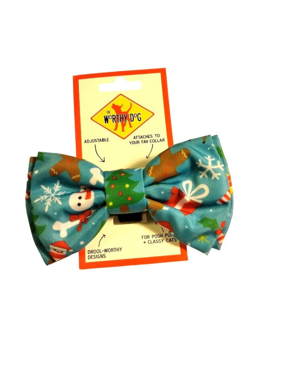 Worthy Dog Christmas Bow Tie Blue Red Snowman Pet Dog Cat